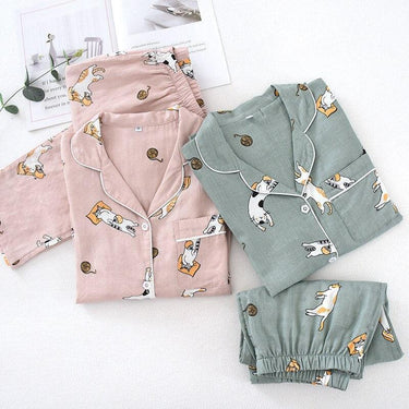Kitty Cats Cotton Pajama Set Pajamas KittyNook Cat Company